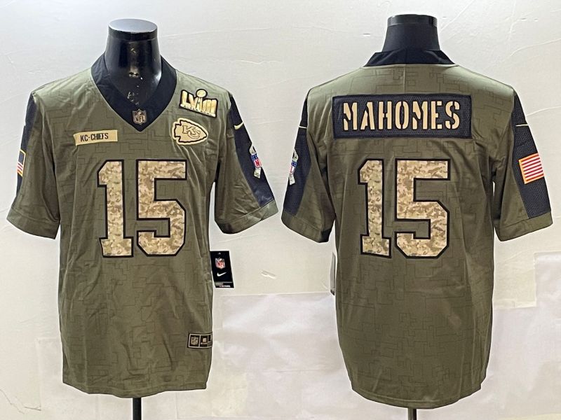 Men Kansas City Chiefs #15 Mahomes Green 2025 Nike Salute to Service Limited NFL Jersey style 9